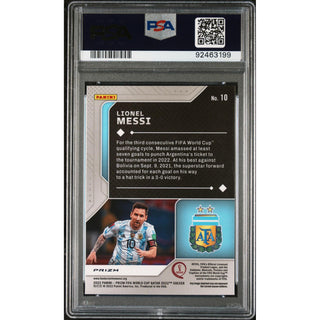 Lionel Messi 2022 Panini Prizm World Cup Qatar Scorers Club – Silver Prizm #10 PSA 9