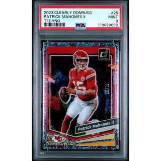 Patrick Mahomes II 2023 Clearly Donruss Techno #25 PSA 9