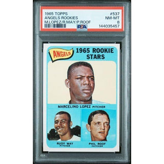 M.Lopez/R.May/P.Roof 1965 Topps Angels Rookies #537 PSA 8