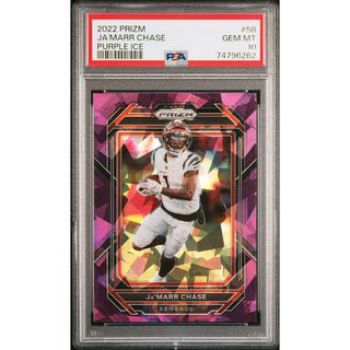 Ja’Marr Chase 2022 Panini Prizm Purple Ice #58 PSA 10