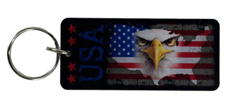 Patriotic USA Eagle Acrylic Key Ring – Glossy American Flag Keychain