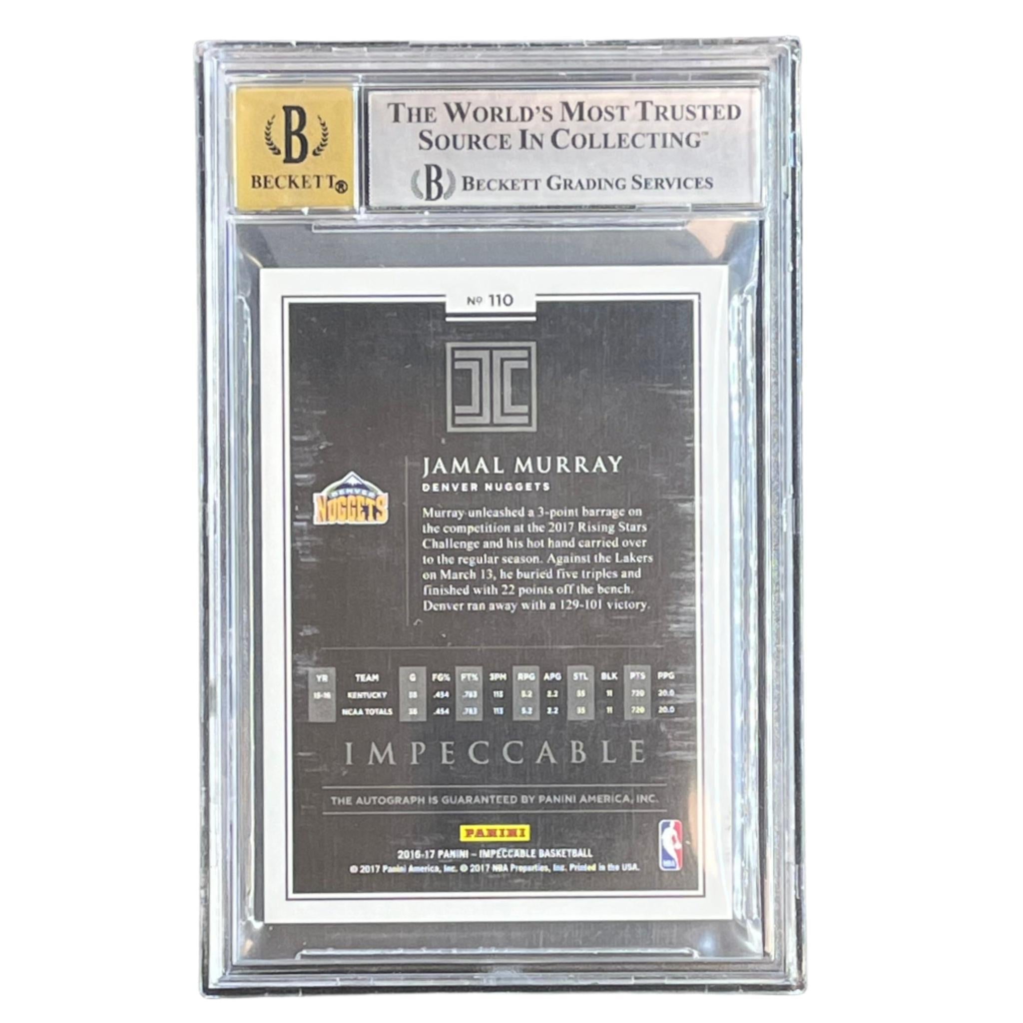 Jamal Murray 2016-17 Panini Impeccable #110 Beckett 8.5