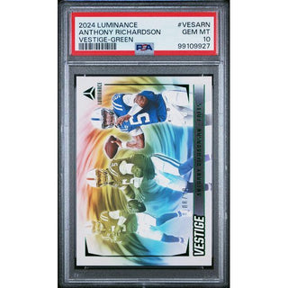 Anthony Richardson 2024 Panini Luminance Vestige #VESARN Vestige-Green PSA 10