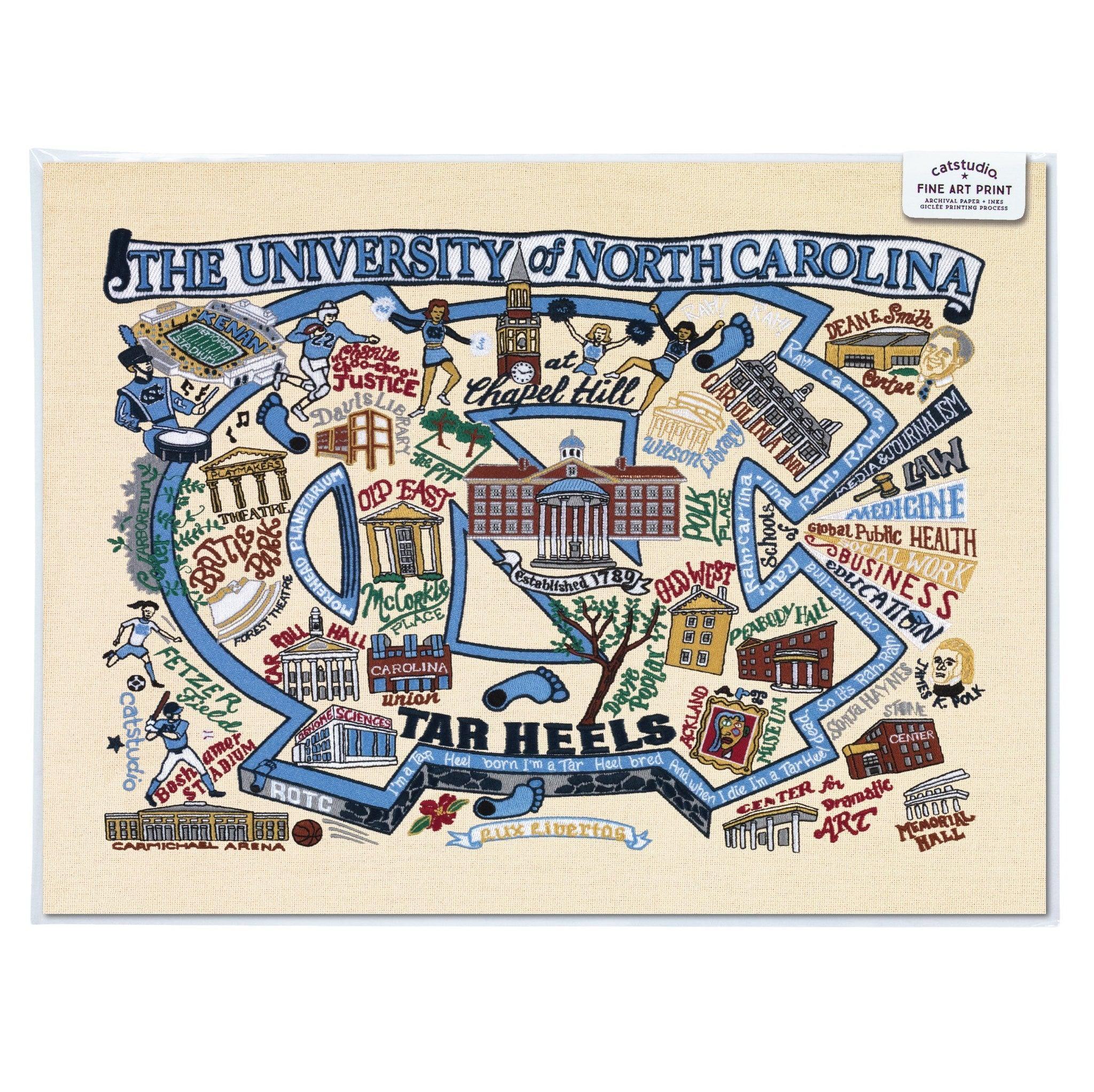 North Carolina Tar Heels Fine Art Print 8" x 10" Unframed