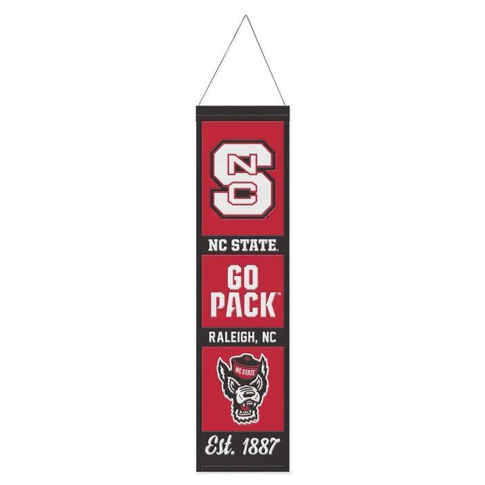 NC State Wolfpack Slogan Wool Banner – 8" x 32"