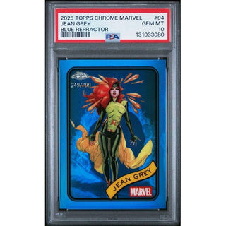 Jean Grey 2025 Topps Chrome Marvel Blue Refractor #94 – PSA 10 249/299