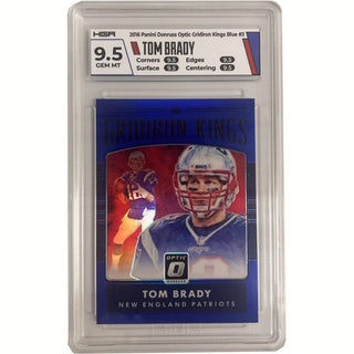 Experience the unbelievable power of Tom Brady with this single card! This 2016 Donruss Optic Gridiron Kings Blue Card# 3 has been given a near-perfect HGA of 9.5, and numbered 070/149. Feel the thrill of owning a true collectible; a piece of history that celebrates this football legend!