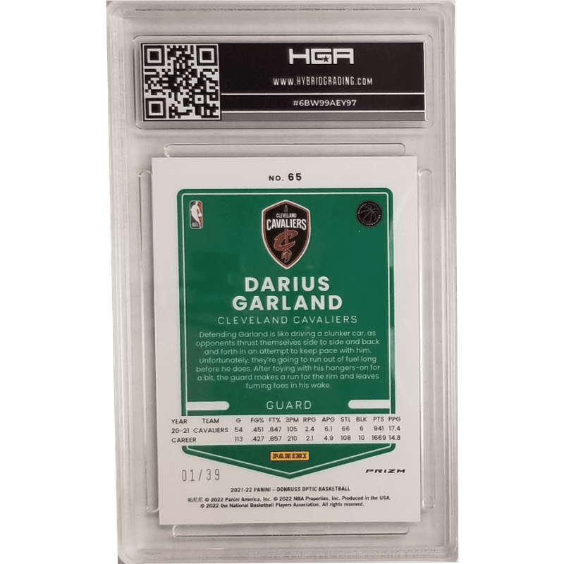 Darius Garland: 2021-22 Panini Donruss Optic Black Velocity #65 HGA 10