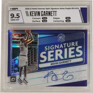 Kevin Garnett: 2020-21 Panini Donruss Optic Signatures Series Purple #SS-KGA HGA 9.5