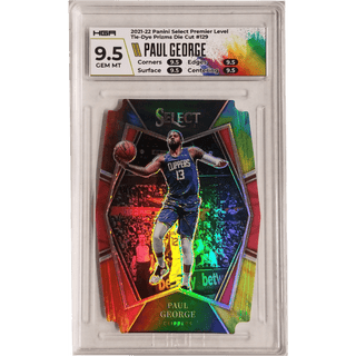 Paul George: 2021-22 Panini Select Premier Level Tie-Dye Prizms Die Cut #129 HGA 9.5