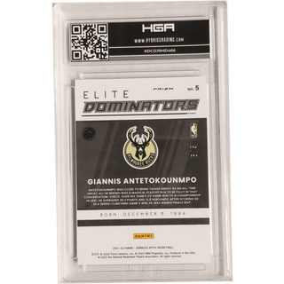 Giannis Antetokounmpo: 2021-22 Panini Donruss Optic Elite Dominators Green #5 HGA 9.0