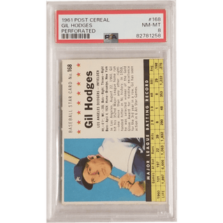 Gil Hodges: 1961 Post Cereal Perforated #168 PSA 8