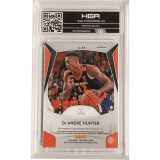 De'Andre Hunter 2019-20 Panini Prizm Draft Picks Red and Black Snakeskin Autographs #64 HGA 9.0