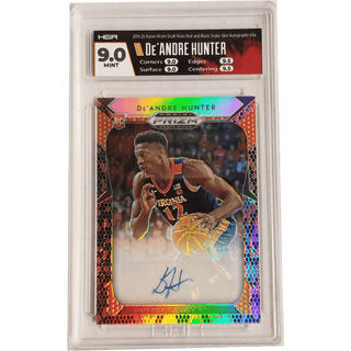 De'Andre Hunter 2019-20 Panini Prizm Draft Picks Red and Black Snakeskin Autographs #64 HGA 9.0