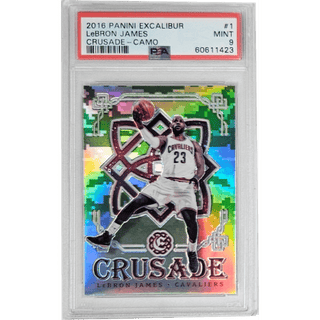 LeBron James: 2016 Panini Excalibur Crusade - Camo #1 PSA 9