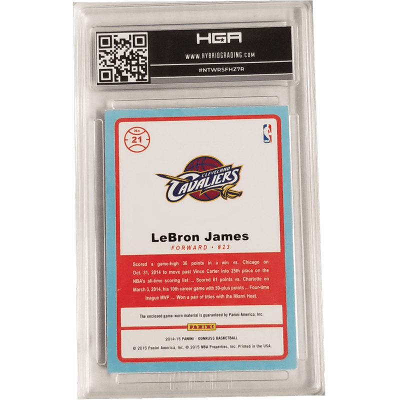 LeBron James: 2014-15 Panini Donruss Game Threads Prime #21 HGA 9.5