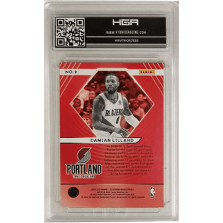 Damian Lillard: 2021-22 Panini Illusions Illuminated Green #9 HGA 9.5