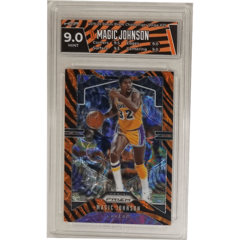 Magic Johnson: 2019-20 Panini Prizm Choice Tiger Stripe #25 HGA 9.0