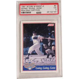 Mickey Mantle: 1991 Score Going, Going, Gone #4 DNA Certified Autograph PSA 3