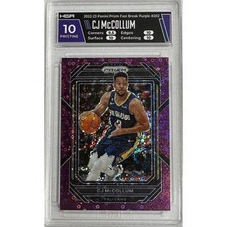 CJ McCollum: 2022-23 Panini Prizm Fast Break Purple #202, HGA: 10