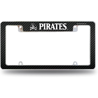 East Carolina University Pirates Metal License Plate Frame Chrome Tag Cover 12x6 Inch Carbon Fiber Design