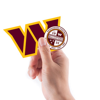Washington Commanders - 5 Logo Minis Mixed Sizes - Official NFL - Reusable Vinyl Decals