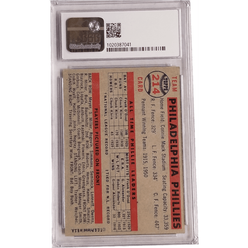 Phillies Team: 1957 Topps #214 CSG 7.5 1020387041