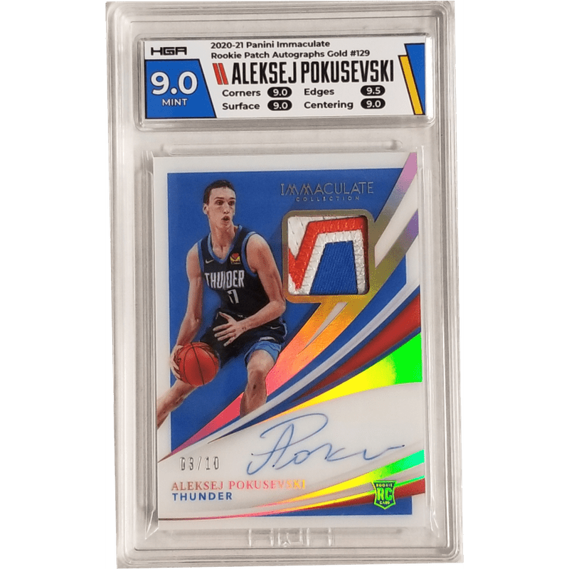Alekse J Pokusevski 2020-21 Panini Immaculate Rookie Patch Autographs Gold #129 HGA 9.0