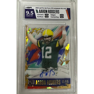 Aaron Rodgers: 2023 Leaf Pro Set Pure LFG! Autograph #LG-AR1, HGA 9.5