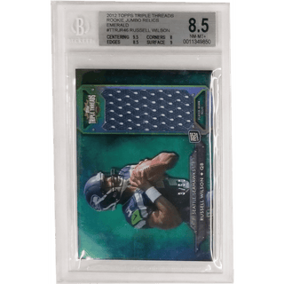 Russell Wilson 2012 Topps Triple Threads Rookie Jumbo Relics Emerald #TTRJR46 Beckett 8.5