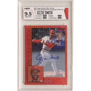 Ozzie Smith: 2019 Topps Series 1 1984 Chrome Silver Pack Red Refractor Autograph #T84/48 HGA 9.5
