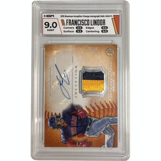 Single Card: Francisco Lindor- Cleveland Indians - HGA grade 9.0 - Patch Auto - Numbered 07/25