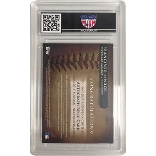 Single Card: Francisco Lindor- Cleveland Indians - HGA grade 9.0 - Patch Auto - Numbered 07/25