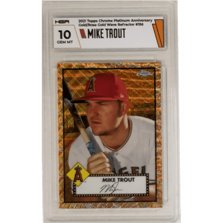 Mike Trout: 2021 Topps Chrome Platinum Anniversary Gold/Rose Gold Wave Refractor #156 HGA 10