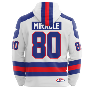 USA Hockey Miracle on Ice 1980 Jersey Authentic White Youth Hoodie