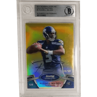 Russell Wilson 2021 Bowman Sterling Gold Refractors #5 Beckett Authentic Autograph