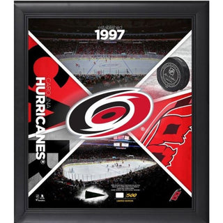 Framed Art: Carolina Hurricanes Impact Collage with piece of Game Used Puck