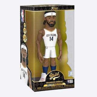 Score a slam dunk for your National Basketball Association collection with the new Funko GOLD Brandon Ingram of the New Orleans Pelicans. This 12-inch tall collectible of Brandon Ingram has him dressed in his white home uniform.