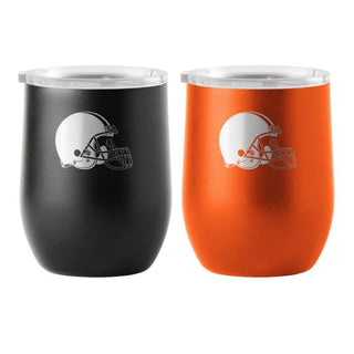 Tumbler: Cleveland Browns 16oz Yours & Mine Etch Powdercoat Beverage Set
