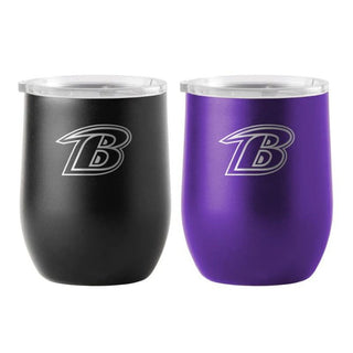 Tumbler: Baltimore Ravens 16oz Yours & Mine Etch Powdercoat Beverage Set