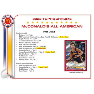 2022 Topps Chrome - McDonalds All American Basketball Hobby Box