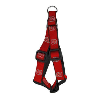 Dog Step-In Harness: NC State Wolfpack - Red - Even Fido loves "The Pack"! Show your & your pup's Pack pride with this NC State collar. This collar is made of double stitched grosgrain ribbon sublimated team logos on heavy duty nylon webbing. Completed with top quality hardware.  Matches our Dog Leash: NC State Wolfpack - Red  Officially licensed product.  Made in the USA