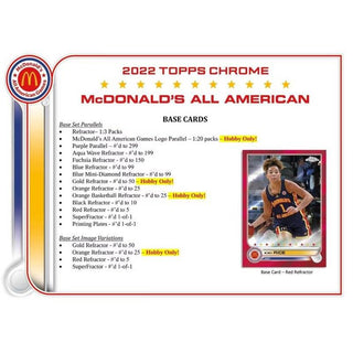 2022 Topps Chrome - McDonalds All American Basketball Hobby PACK