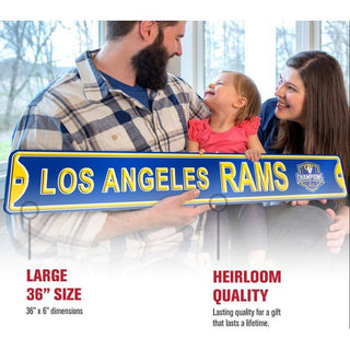 Los Angeles Rams Steel Street Sign Logo Super Bowl Champions