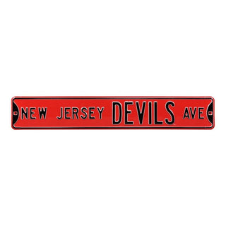New Jersey Devils Steel Street Sign-NEW JERSEY DEVILS AVE