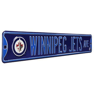 Winnipeg Jets Steel Street Sign Logo-WINNIPEG JETS AVE navy logo