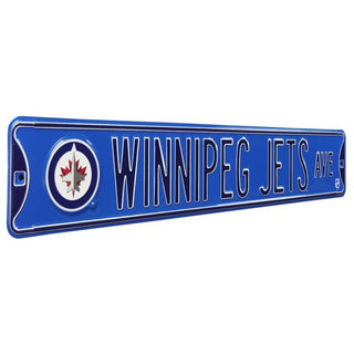 Winnipeg Jets Steel Street Sign Logo-WINNIPEG JETS AVE blue logo