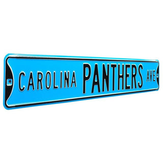 Carolina Panthers Steel Street Sign Throwback Colors-CAROLINA PANTHERS AVE