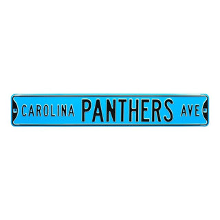 Carolina Panthers Steel Street Sign Throwback Colors-CAROLINA PANTHERS AVE