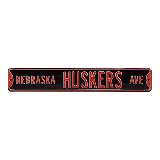 Nebraska Cornhuskers Steel Street Sign-NEBRASKA HUSKERS AVE Black